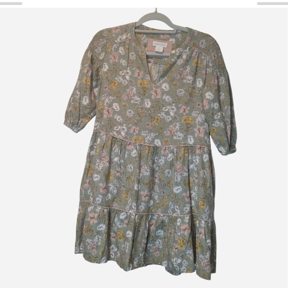 Pre-owned Cynthia Rowley Green and Pink Floral Dress - Picture 1 of 8